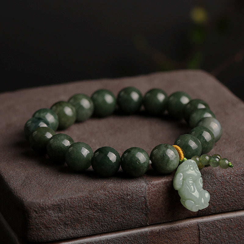 Green Jade Pixiu Bracelet - Attracts Wealth and Calming Energies