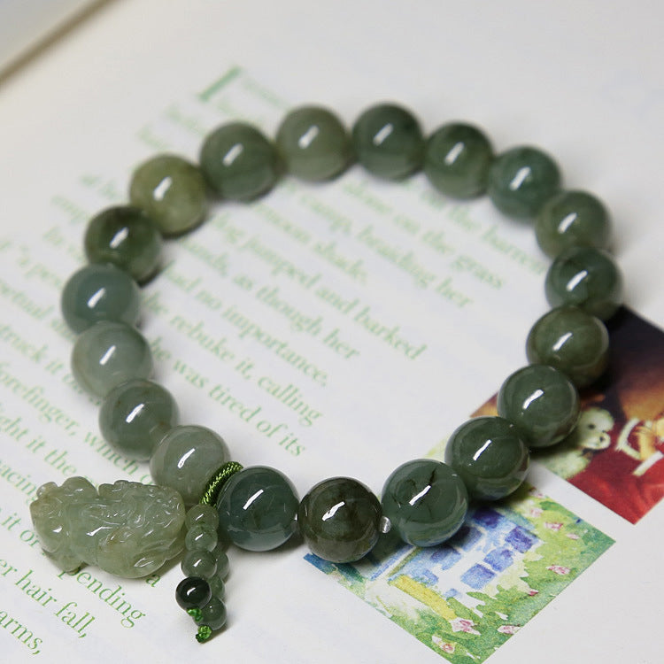 Green Jade Pixiu Bracelet - Attracts Wealth and Calming Energies