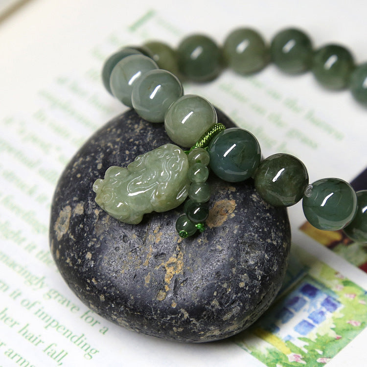 Green Jade Pixiu Bracelet - Attracts Wealth and Calming Energies