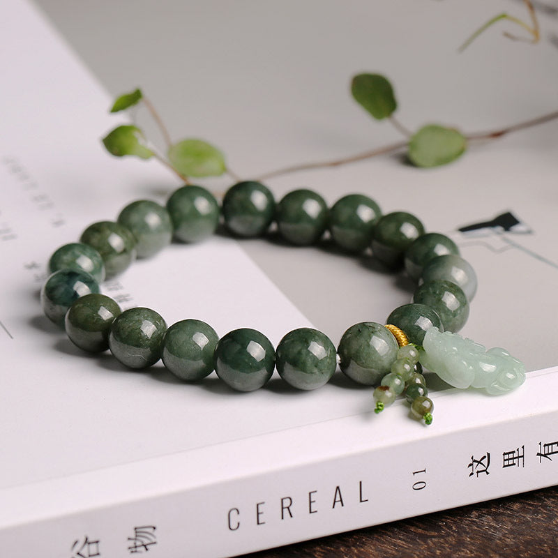 Green Jade Pixiu Bracelet - Attracts Wealth and Calming Energies