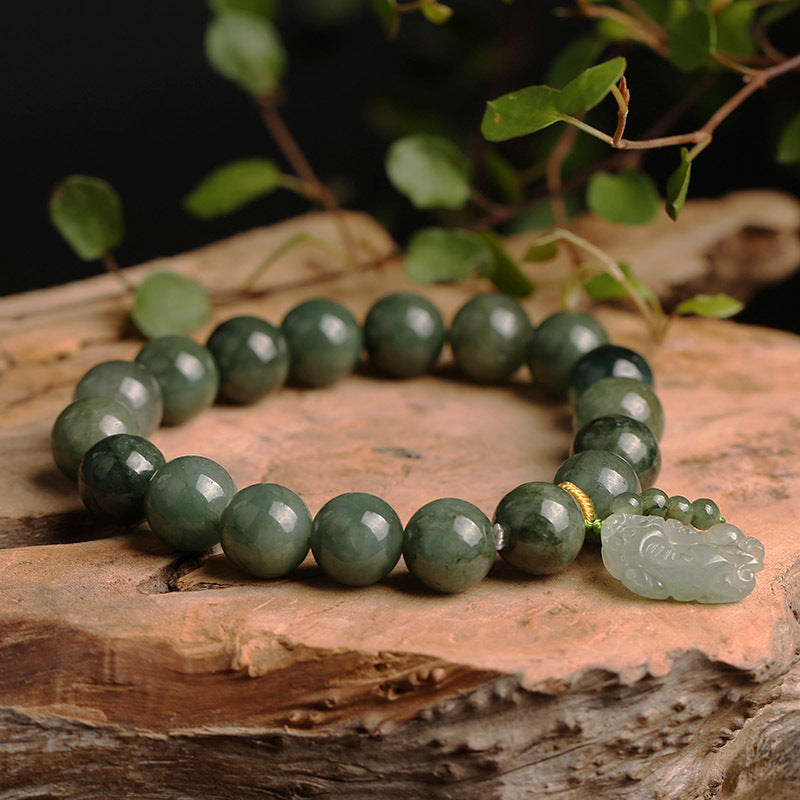 Green Jade Pixiu Bracelet - Attracts Wealth and Calming Energies