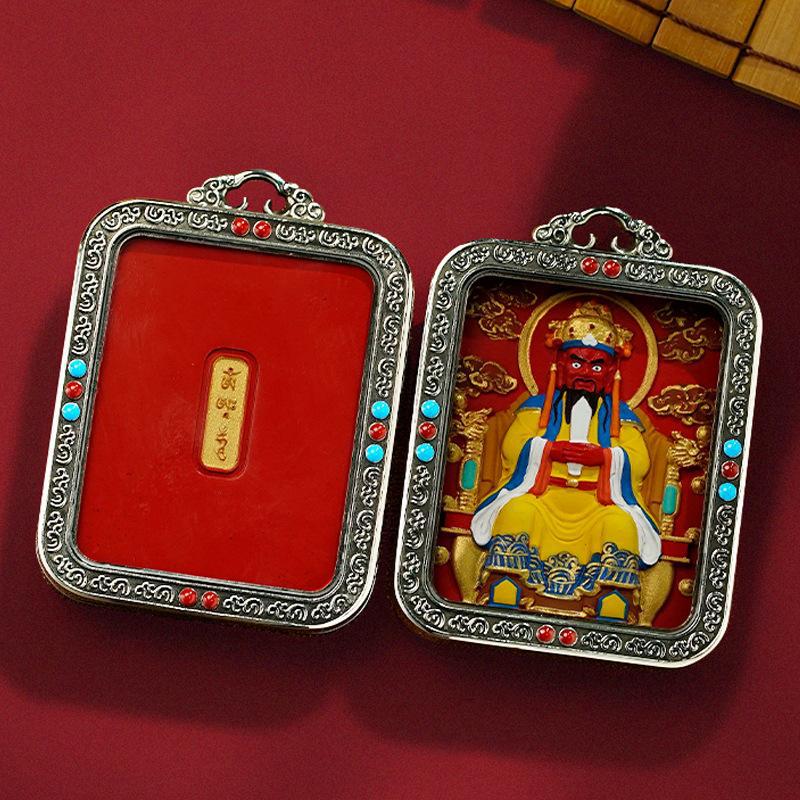 Tibetan White Copper Hand-Painted Cinnabar Three-Dimensional Thangka