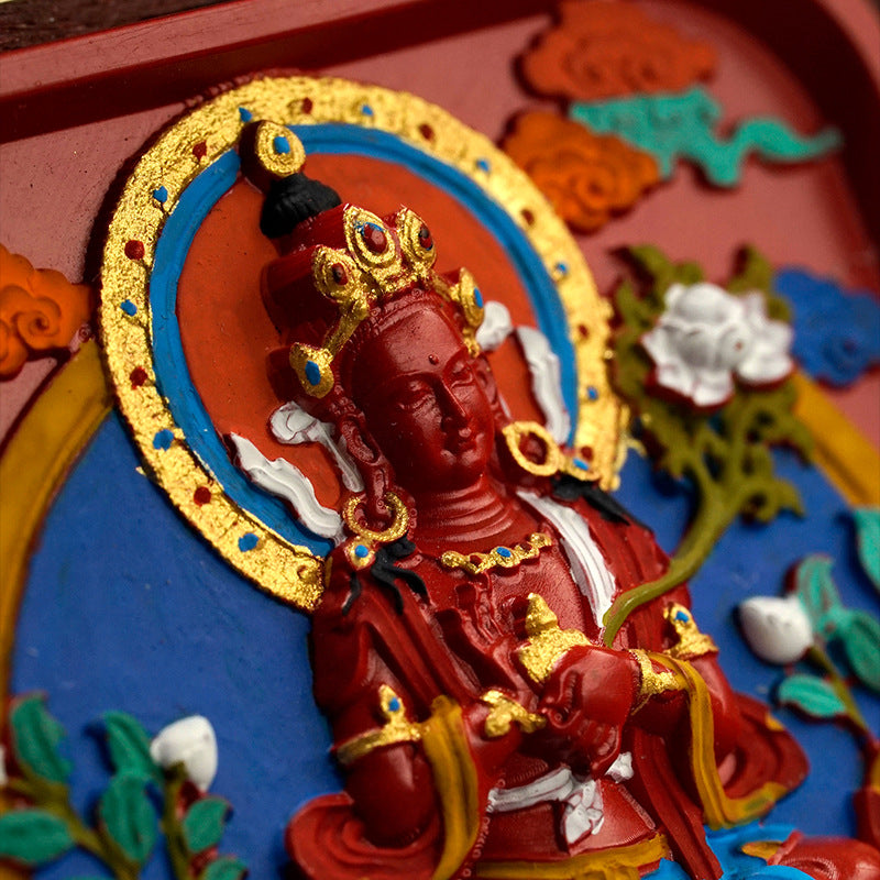 Tibetan copper cinnabar hand-painted zodiac Buddha thangka pendant