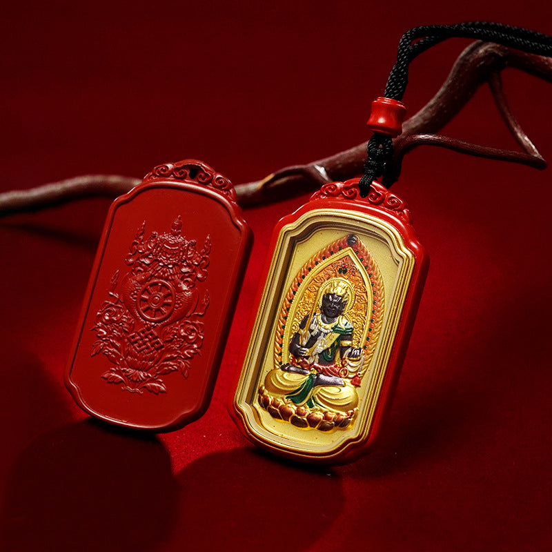 Tibetan Zodiac Auspicious Gold Foil Zodiac Buddha Cinnabar Thangka Pendant