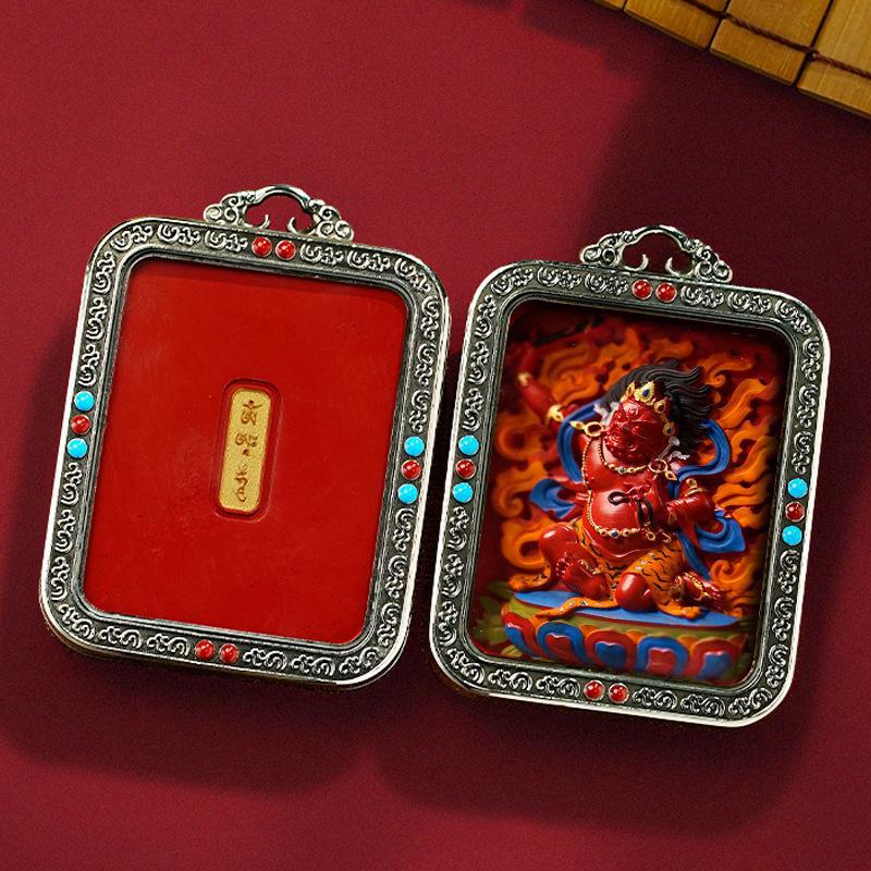 Tibetan White Copper Hand-Painted Cinnabar Three-Dimensional Thangka