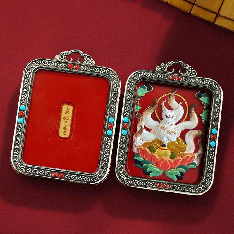 Tibetan White Copper Hand-Painted Cinnabar Three-Dimensional Thangka