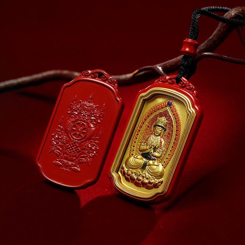 Tibetan Zodiac Auspicious Gold Foil Zodiac Buddha Cinnabar Thangka Pendant