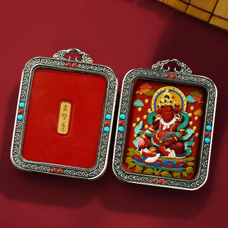 Tibetan White Copper Hand-Painted Cinnabar Three-Dimensional Thangka