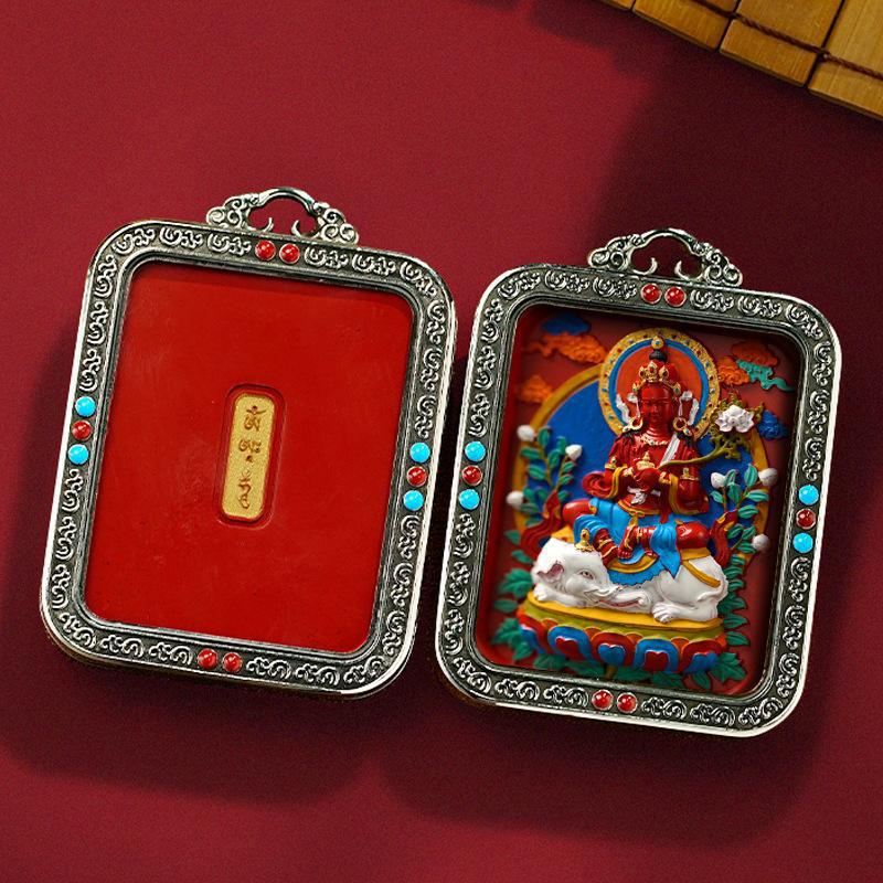 Tibetan White Copper Hand-Painted Cinnabar Three-Dimensional Thangka